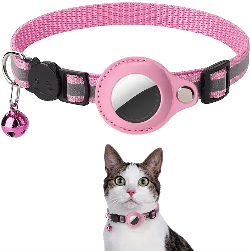 Reflective Cat Collar with Tracker Holder and Bell