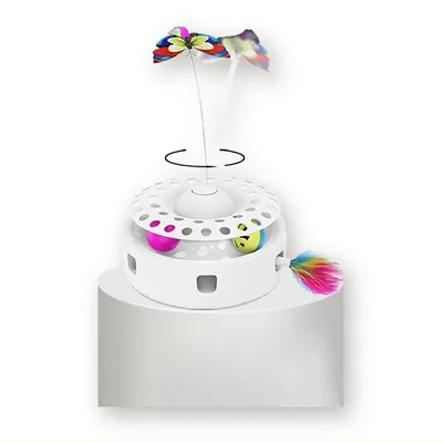 3-in-1 Interactive Cat Toy: Spinning Butterfly and Ball Track