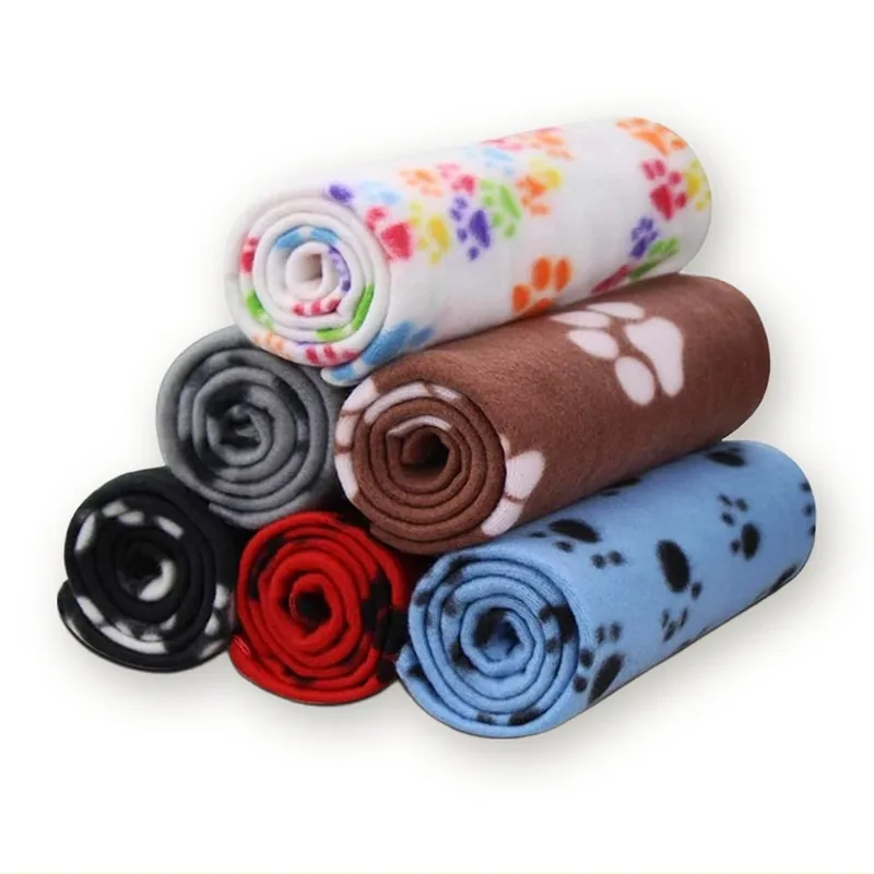 Plaid polaire motif pattes pour chiens et chats, 3 tailles