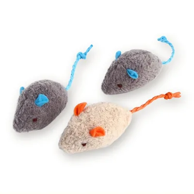 Plush Mouse Cat Toy with Rope Tail, 11 cm