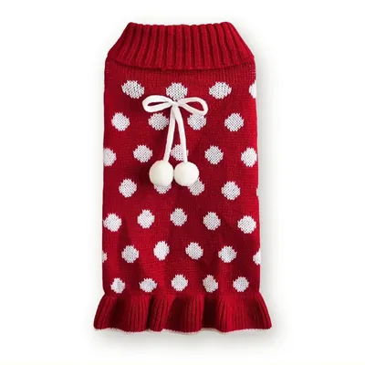 Polka Dot Knitted Sweater Dress for Cats and Dogs