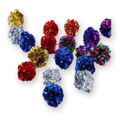 Shiny Crinkle Ball Cat Toy, 5 cm, Assorted Colours