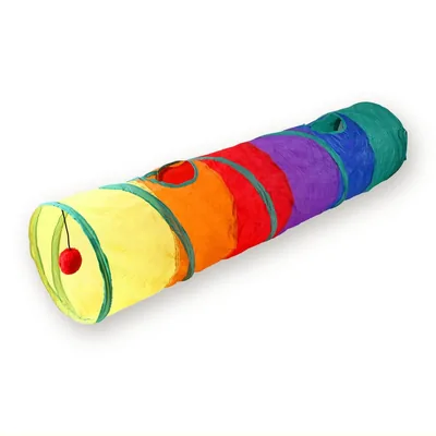 Collapsible Rainbow Polyester Cat Play Tunnel