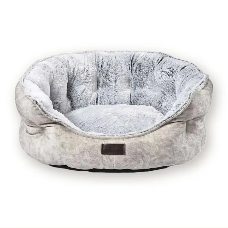 Oval Dog Sofa Bed with High Bolsters, Size S