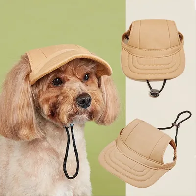 Canvas Dog and Cat Cap with Ear Holes, S–XL