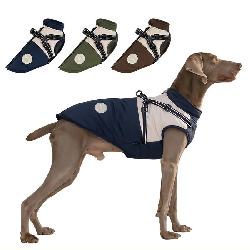 Fleece-Lined Dog Vest Jacket with Built-in Harness
