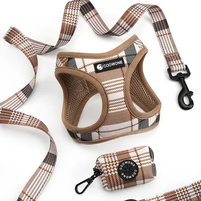 Dog Harness, Leash and Poop Bag Holder Set, Sizes XS–XL