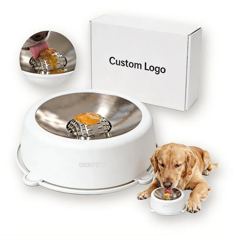 No-Spill Lick Bowl for Liquid Treats with Rolling Steel Ball