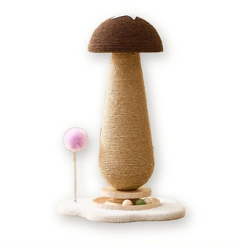 Decorative Sisal and Plush Cat Scratching Post