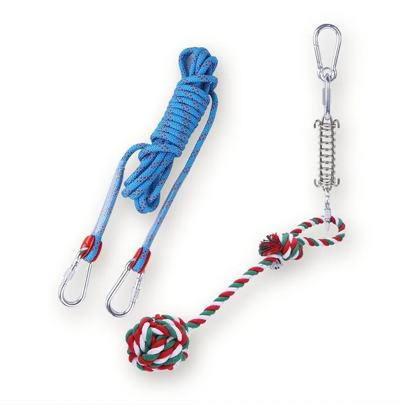 Kit spring pole para perros — cuerda 5/10 m con muelle y juguete de tirar