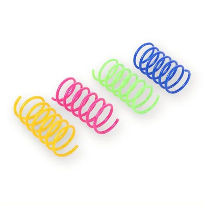 Plastic Spring Cat Toys, Set of 4 in Mixed Colours