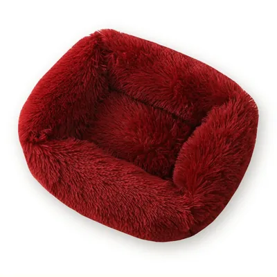 Square Plush Pet Bed with Raised Edges, Sizes XS–L
