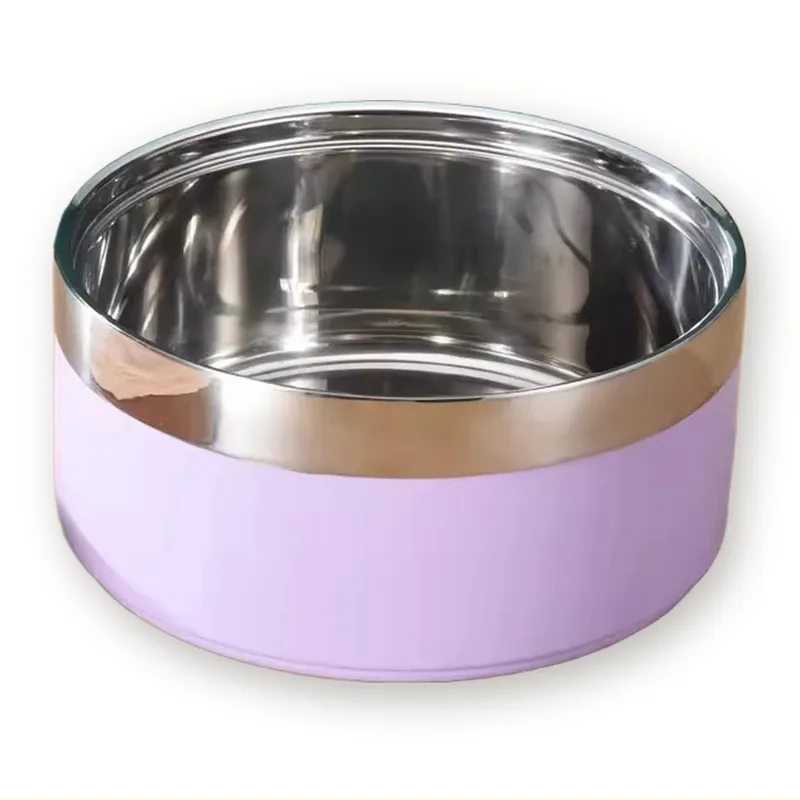 Double-Wall Stainless Steel Pet Bowl with Rubber Base
