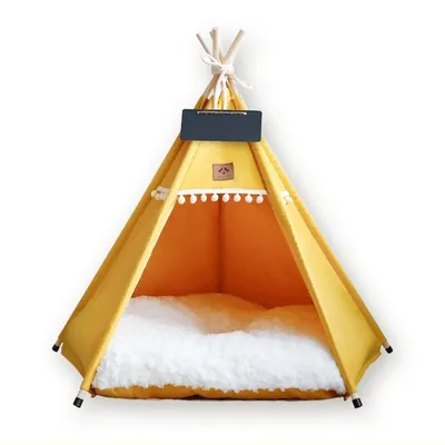 Pet Teepee Tent with Plush Cushion, 3 Sizes