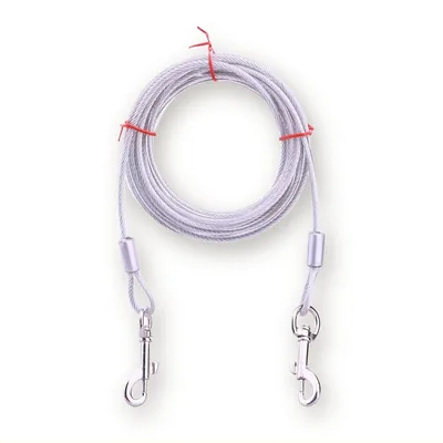 Steel Dog Tie-Out Cable for Yard, 10 m, with Swivel Clips