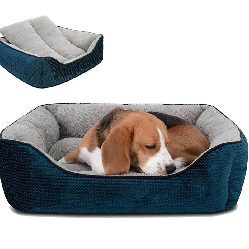 Rectangular Bolster Pet Bed with Reversible Cushion