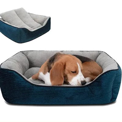 Rectangular Bolster Pet Bed with Reversible Cushion