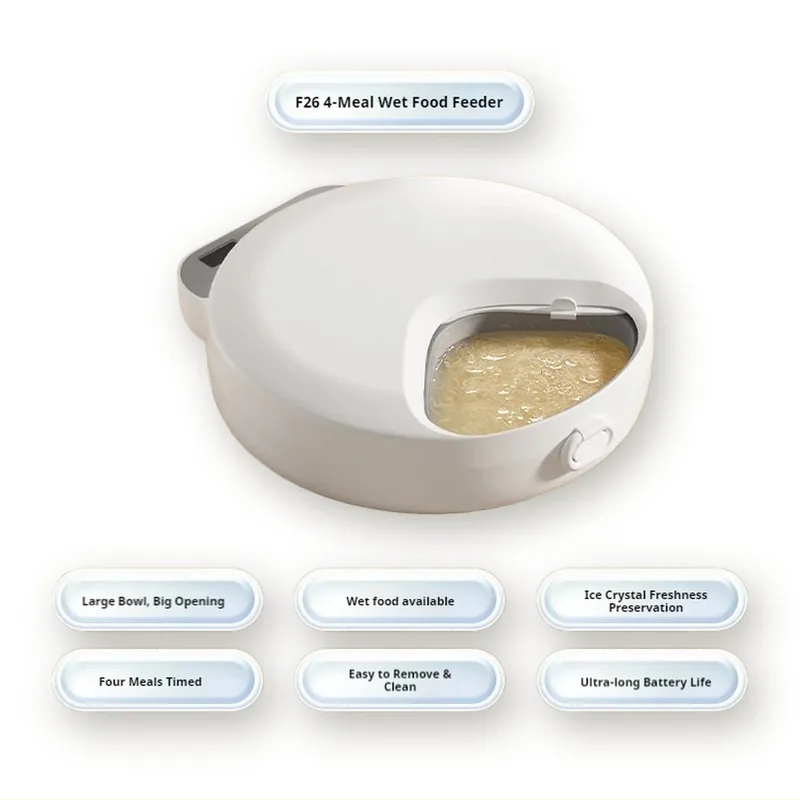 Distributeur automatique 4 repas pour aliments humides et secs avec pack froid
