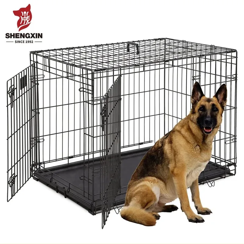 Gabbia pieghevole in filo metallico per cani a due porte, 19–48 pollici