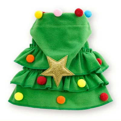 Christmas Tree Hooded Cape Costume for Dogs and Cats